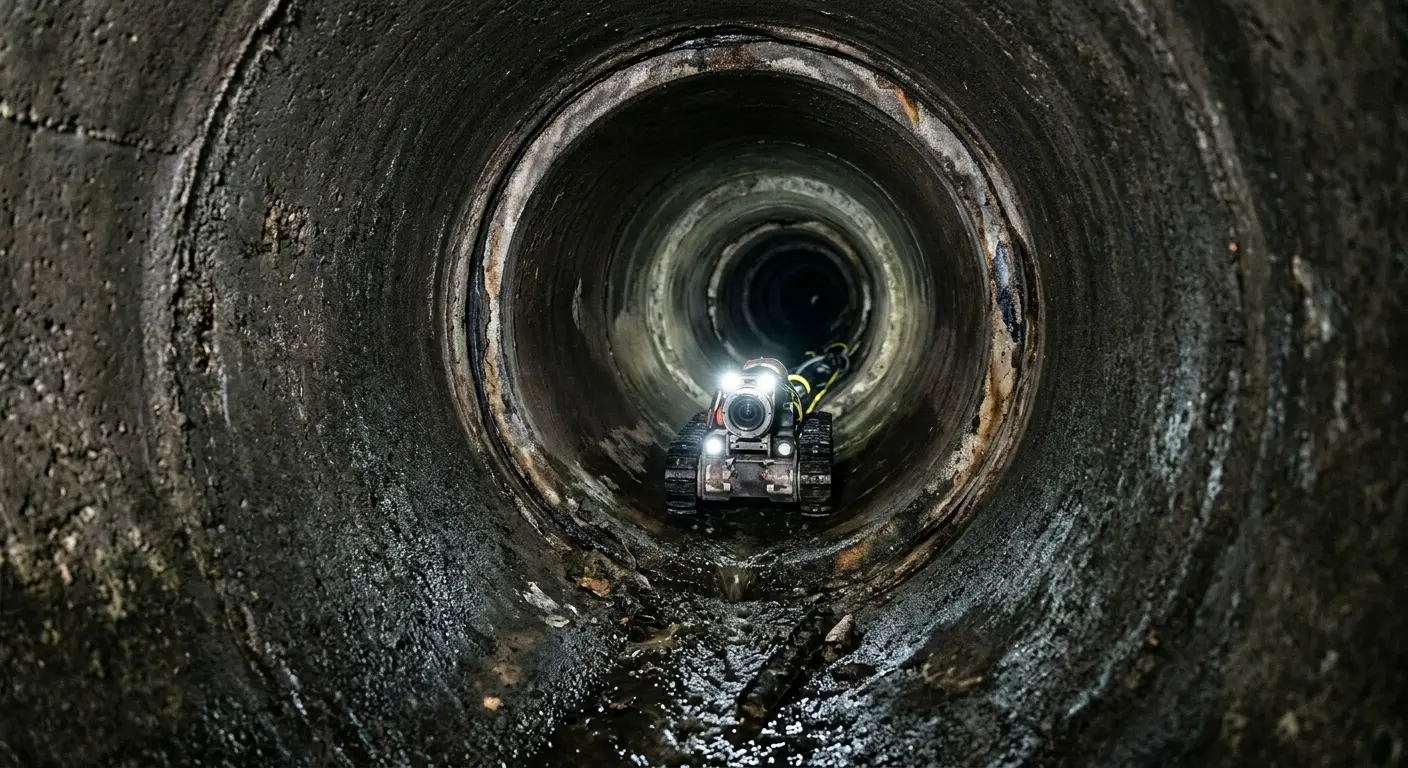 Robotic sewer camera inspecting pipe interior for Sewer Line Repair in Yulee